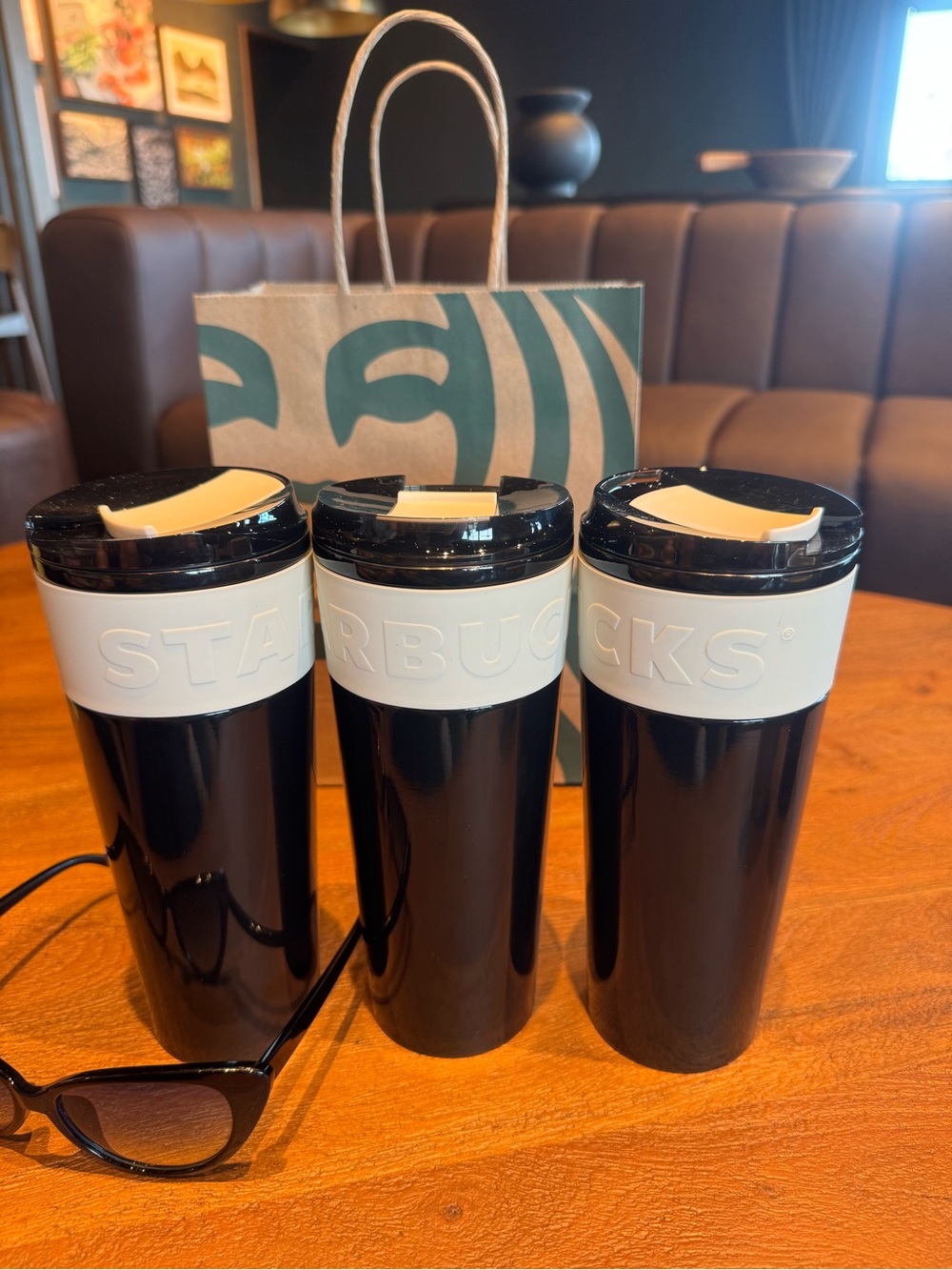 Starbucks Black and White Ceramic Travel Tumbler
